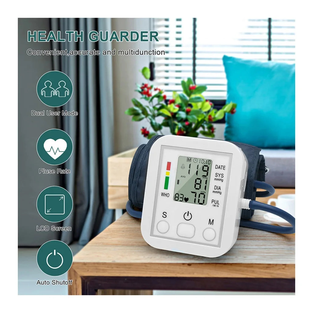 Automatic Tonometer Arm Blood Pressure Monitor Pressure Sensor Monitor BP Equipment Digital Tensiometer LED Display Arm Cuff