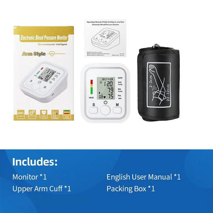 Automatic Tonometer Arm Blood Pressure Monitor Pressure Sensor Monitor BP Equipment Digital Tensiometer LED Display Arm Cuff