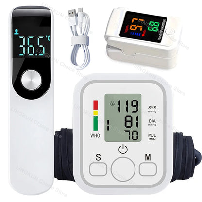 Automatic Tonometer Arm Blood Pressure Monitor Pressure Sensor Monitor BP Equipment Digital Tensiometer LED Display Arm Cuff